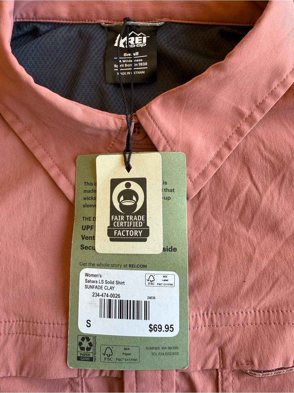 NWT REI Co-op Sahara Shirt Women’s S Sunfade Clay Hiking Camping - Picture 8 of 12